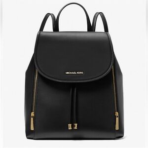Michael Kors Black Leather
Backpack with Gold Hardware